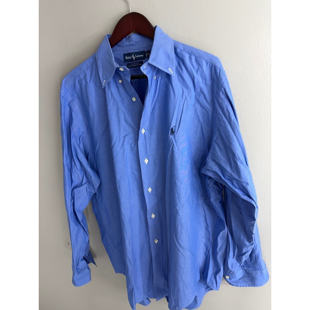 Ralph Lauren Yarmouth Blue Pinpoint Oxford Button Down Shirt Mens 16 34/35